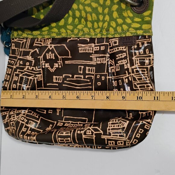 Fossil Key-Per Crossbody Bag Coated Canvas Purse Blue Key - Picture 11 of 11